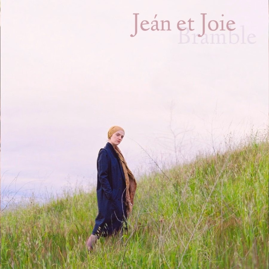 Bramble album cover by Jeán et Joie, a figure in a long dark coat standing on a grassy hillside